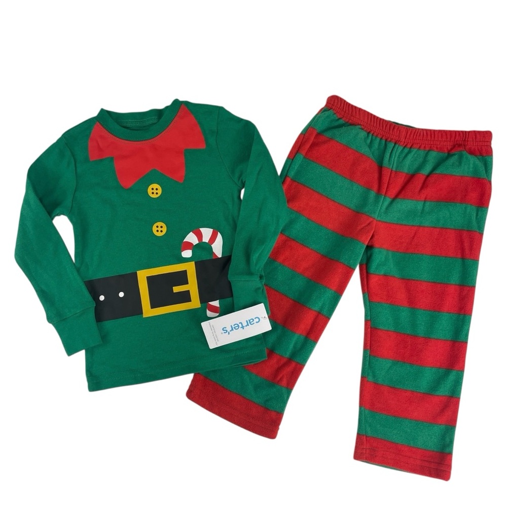 Carter's Kids Elf 2 Piece Christmas Holiday Pajama Set Size 24M NWT